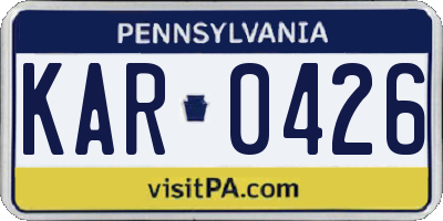 PA license plate KAR0426