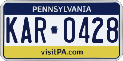PA license plate KAR0428