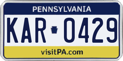 PA license plate KAR0429