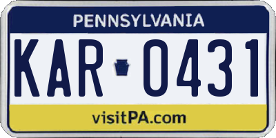 PA license plate KAR0431