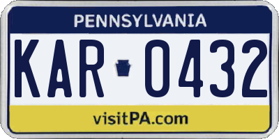 PA license plate KAR0432