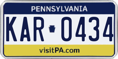 PA license plate KAR0434