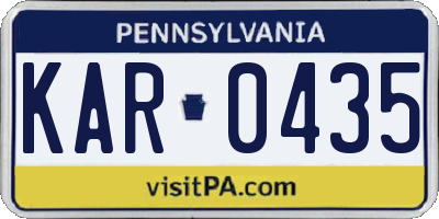 PA license plate KAR0435