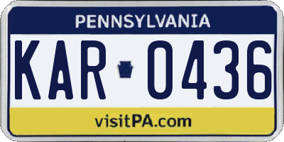 PA license plate KAR0436