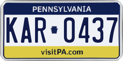 PA license plate KAR0437