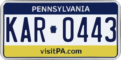 PA license plate KAR0443