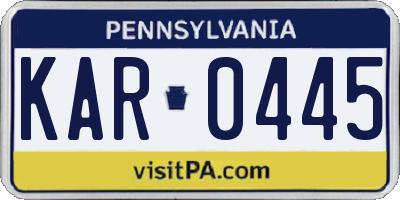 PA license plate KAR0445