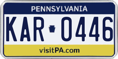 PA license plate KAR0446