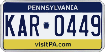 PA license plate KAR0449