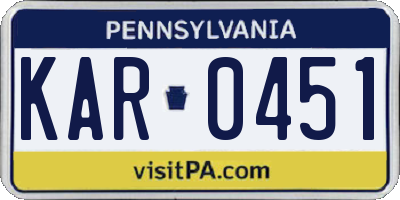PA license plate KAR0451