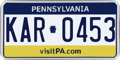 PA license plate KAR0453