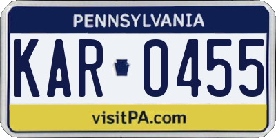 PA license plate KAR0455