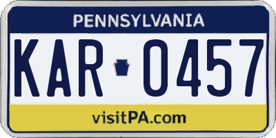 PA license plate KAR0457