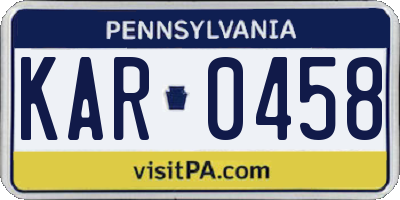 PA license plate KAR0458