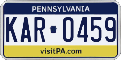 PA license plate KAR0459