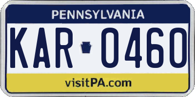 PA license plate KAR0460