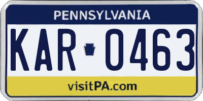 PA license plate KAR0463