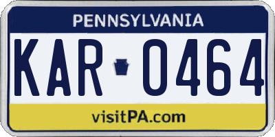 PA license plate KAR0464