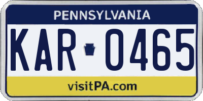 PA license plate KAR0465