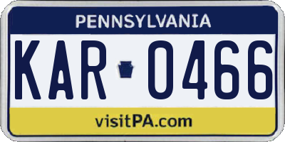 PA license plate KAR0466