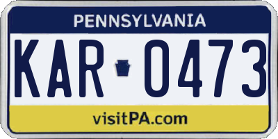 PA license plate KAR0473