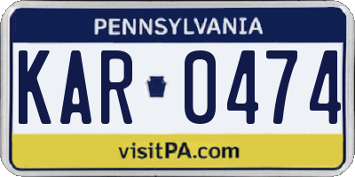 PA license plate KAR0474