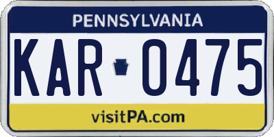 PA license plate KAR0475