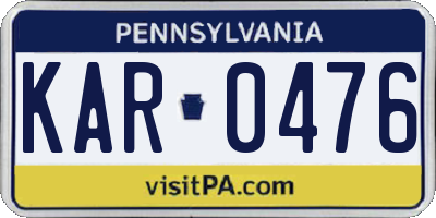 PA license plate KAR0476
