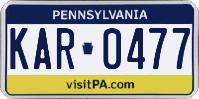 PA license plate KAR0477