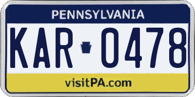 PA license plate KAR0478