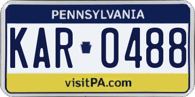 PA license plate KAR0488