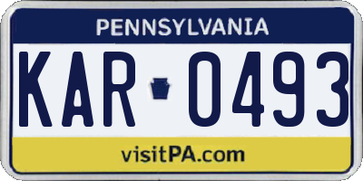 PA license plate KAR0493