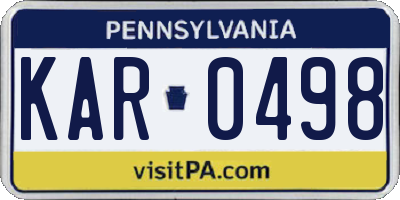 PA license plate KAR0498