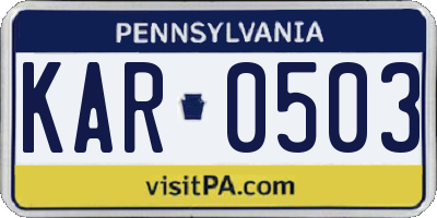 PA license plate KAR0503
