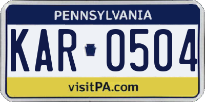 PA license plate KAR0504