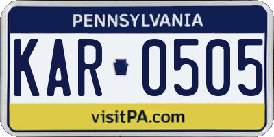 PA license plate KAR0505