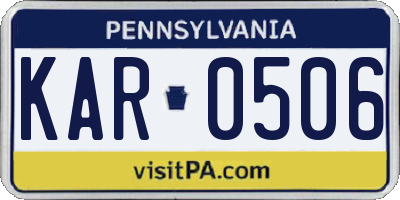 PA license plate KAR0506