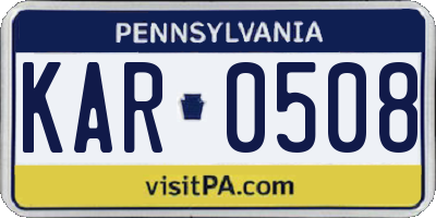 PA license plate KAR0508