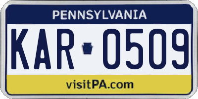 PA license plate KAR0509
