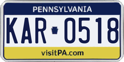 PA license plate KAR0518