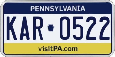 PA license plate KAR0522