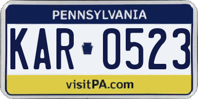 PA license plate KAR0523