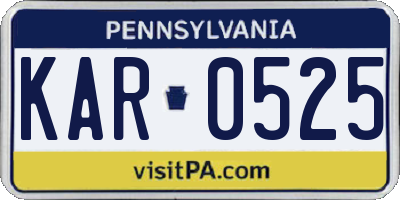 PA license plate KAR0525