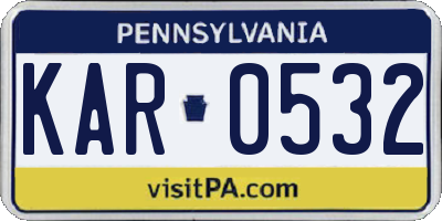 PA license plate KAR0532