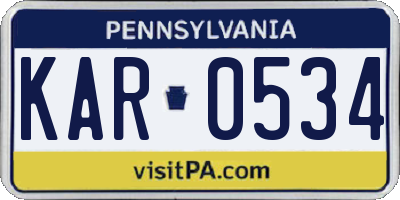 PA license plate KAR0534