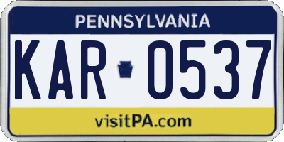 PA license plate KAR0537