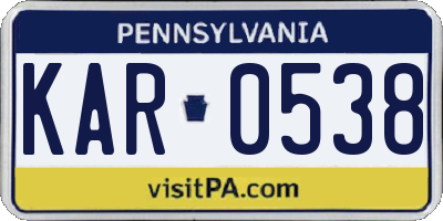 PA license plate KAR0538
