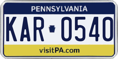 PA license plate KAR0540