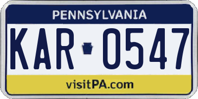 PA license plate KAR0547