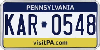 PA license plate KAR0548
